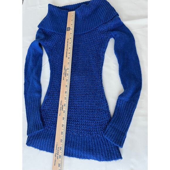 Y2K Candie’s sweater size XS stretchy fold over off shoulders long sleeve sequin - Picture 6 of 7